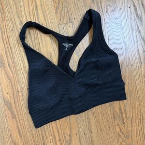 Year of Ours Black Ribbed V-Neck Racerback Bralette